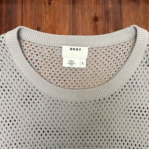 DKNY Gray Open Stitch Knit Sweater